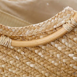 Woven Rattan Handle Bag for Women - Straw Beach Handbag