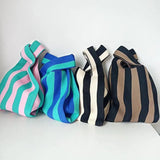 Female Woolen Knitted Braid Crossbody Bag Teen Crochet Winter Shoulder Tote