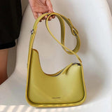 Leather Lemon Shoulder Bag Casual Satchel Wide Straps Handbag