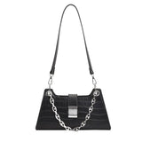 Stone Pattern Shoulder Bag Metal Chain Strap Crossbody Bag