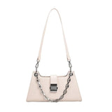 Stone Pattern Shoulder Bag Metal Chain Strap Crossbody Bag