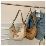 Large Capacity Canvas Messenger Bag with Print Letters