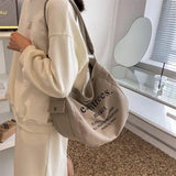 Large Capacity Canvas Messenger Bag with Print Letters