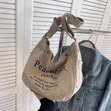 Large Capacity Canvas Messenger Bag with Print Letters