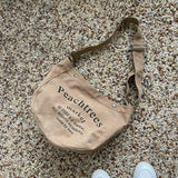 Large Capacity Canvas Messenger Bag with Print Letters