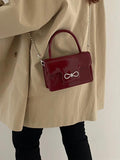 Vintage Patent Leather Women Shoulder Bag with Chain Strap