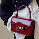 Vintage Patent Leather Women Shoulder Bag with Chain Strap