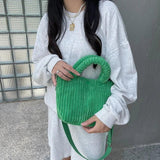 Women Corduroy Canvas Shoulder Bag Eco Cloth Handbag Tote Grocery Reusable