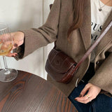 Women's Saddle Messenger Bag Pu Leather Small Shoulder Crossbody Vintage Handbag