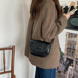Women's Saddle Messenger Bag Pu Leather Small Shoulder Crossbody Vintage Handbag