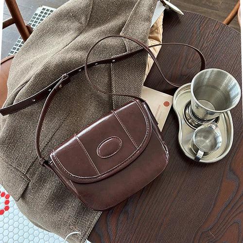 Women's Saddle Messenger Bag Pu Leather Small Shoulder Crossbody Vintage Handbag