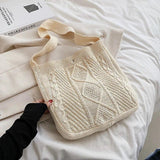 Knitted Handbag Large Capacity Shoulder Tote Bag Portable Shopper Bag