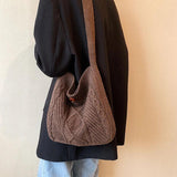 Knitted Handbag Large Capacity Shoulder Tote Bag Portable Shopper Bag