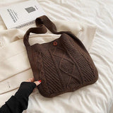 Knitted Handbag Large Capacity Shoulder Tote Bag Portable Shopper Bag
