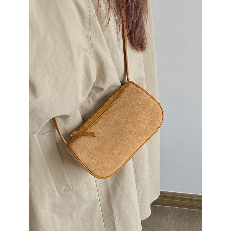 Retro Women Shoulder Bag Faux Suede Crossbody Handbag