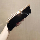 Velvet Evening Clutch Bag Rhinestone Buckle Party Handbag