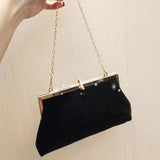 Velvet Evening Clutch Bag Rhinestone Buckle Party Handbag
