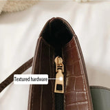 Crocodile Pattern Bucket Bag Vintage Crossbody PU Leather Winter Handbag