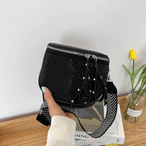 One Shoulder Handbag Wild Crystal Messenger Bag High PU Leather Ladies Bag