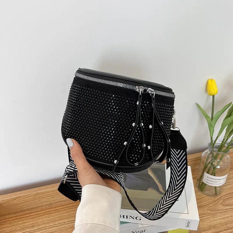 One Shoulder Handbag Wild Crystal Messenger Bag High PU Leather Ladies Bag