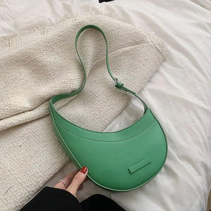 Half Moon Women Shoulder Bags Saddle Lady Handbags Pu Leather Underarm Bag Small