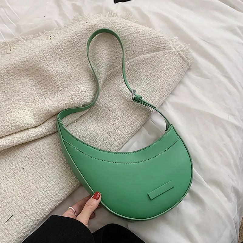 Half Moon Women Shoulder Bags Saddle Lady Handbags Pu Leather Underarm Bag Small