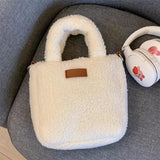 Faux Lamb Wool Women's Bucket Bag Plush Winter Shoulder Crossbody Purse