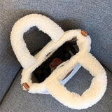 Faux Lamb Wool Women's Bucket Bag Plush Winter Shoulder Crossbody Purse