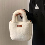 Faux Lamb Wool Women's Bucket Bag Plush Winter Shoulder Crossbody Purse
