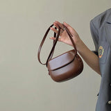 Vintage Red Saddle Shoulder Bag for Women