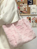 Furry Casual Tote Bag Love Heart Sweet Shoulder Plush Handbag
