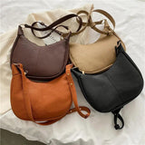 Solid Underarm Bag Casual Shopping Tote Bag PU Leather Shoulder Messenger Bag