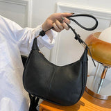 Solid Underarm Bag Casual Shopping Tote Bag PU Leather Shoulder Messenger Bag