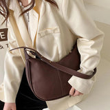 Solid Underarm Bag Casual Shopping Tote Bag PU Leather Shoulder Messenger Bag