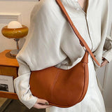 Solid Underarm Bag Casual Shopping Tote Bag PU Leather Shoulder Messenger Bag
