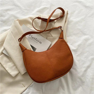 Solid Underarm Bag Casual Shopping Tote Bag PU Leather Shoulder Messenger Bag