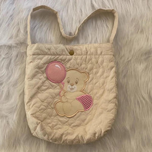 Bear Shoulder Bag Heart Quilting Tote for Women