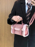 Faux Fur Crossbody Bag Vintage Square Purse Soft Handbag