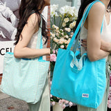 Double Bread Plaid Shoulder Bag for Female Students