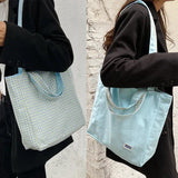 Double Bread Plaid Shoulder Bag for Female Students