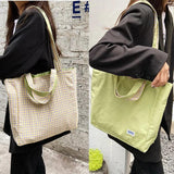 Double Bread Plaid Shoulder Bag for Female Students