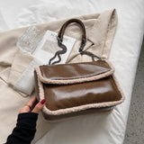 Wool Leather Crossbody Handbag Shoulder Bags Totes Purse Messenger Sling Bag
