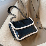 Wool Leather Crossbody Handbag Shoulder Bags Totes Purse Messenger Sling Bag