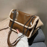Wool Leather Crossbody Handbag Shoulder Bags Totes Purse Messenger Sling Bag