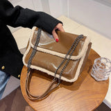 Wool Leather Crossbody Handbag Shoulder Bags Totes Purse Messenger Sling Bag