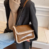 Wool Leather Crossbody Handbag Shoulder Bags Totes Purse Messenger Sling Bag