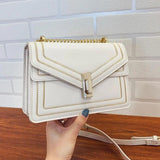 Female Square Crossbody Bag High Leather Chain Shoulder Messenger Bag