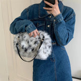 Faux Fur Shoulder Bag Chain Crossbody Tote Handbag