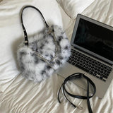 Faux Fur Shoulder Bag Chain Crossbody Tote Handbag