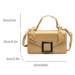 Women's Crocodile Pattern Shoulder Bag Clutch Purse Knot Handle